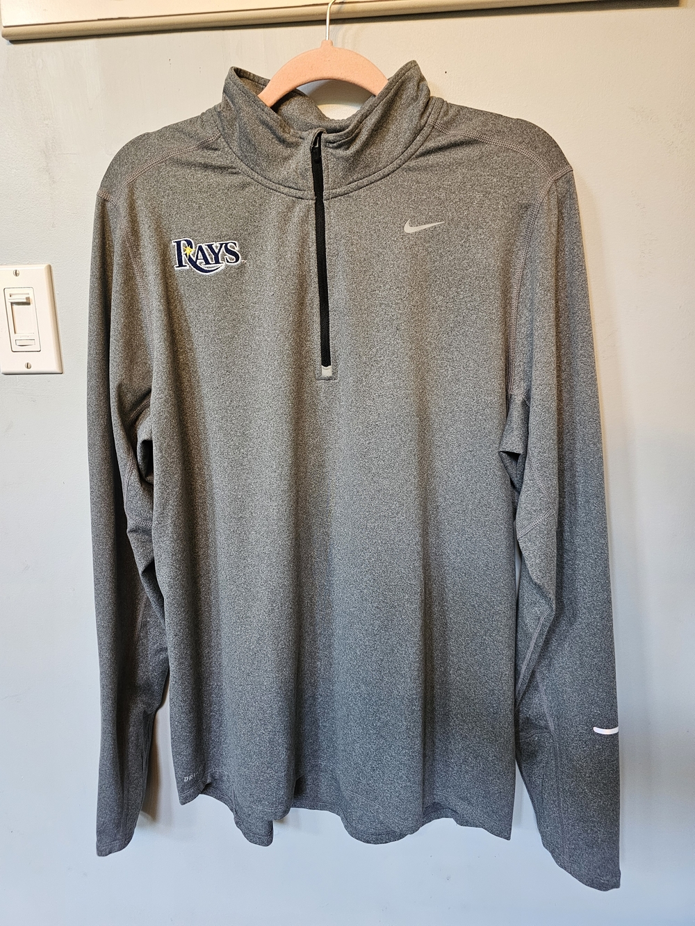 Nike Running Dri-Fit Tampa Bay Rays Quarter-Zip Long Sleeve Pullover Men's Large